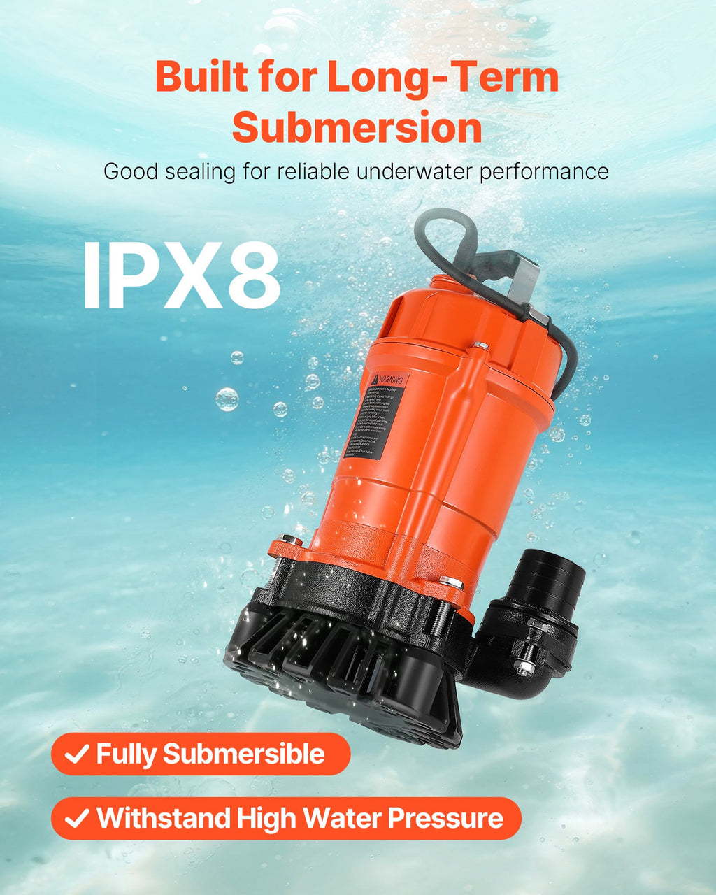 1/2 HP Submersible Pump, 2000 GPH, 120V Cast Iron Submersible Sump - Pool and Spa