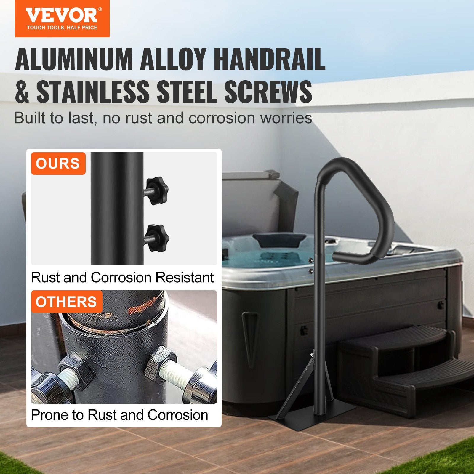 Hot Tub Handrail, 360 Rotatable Spa Side Handrail With Adjustable Height