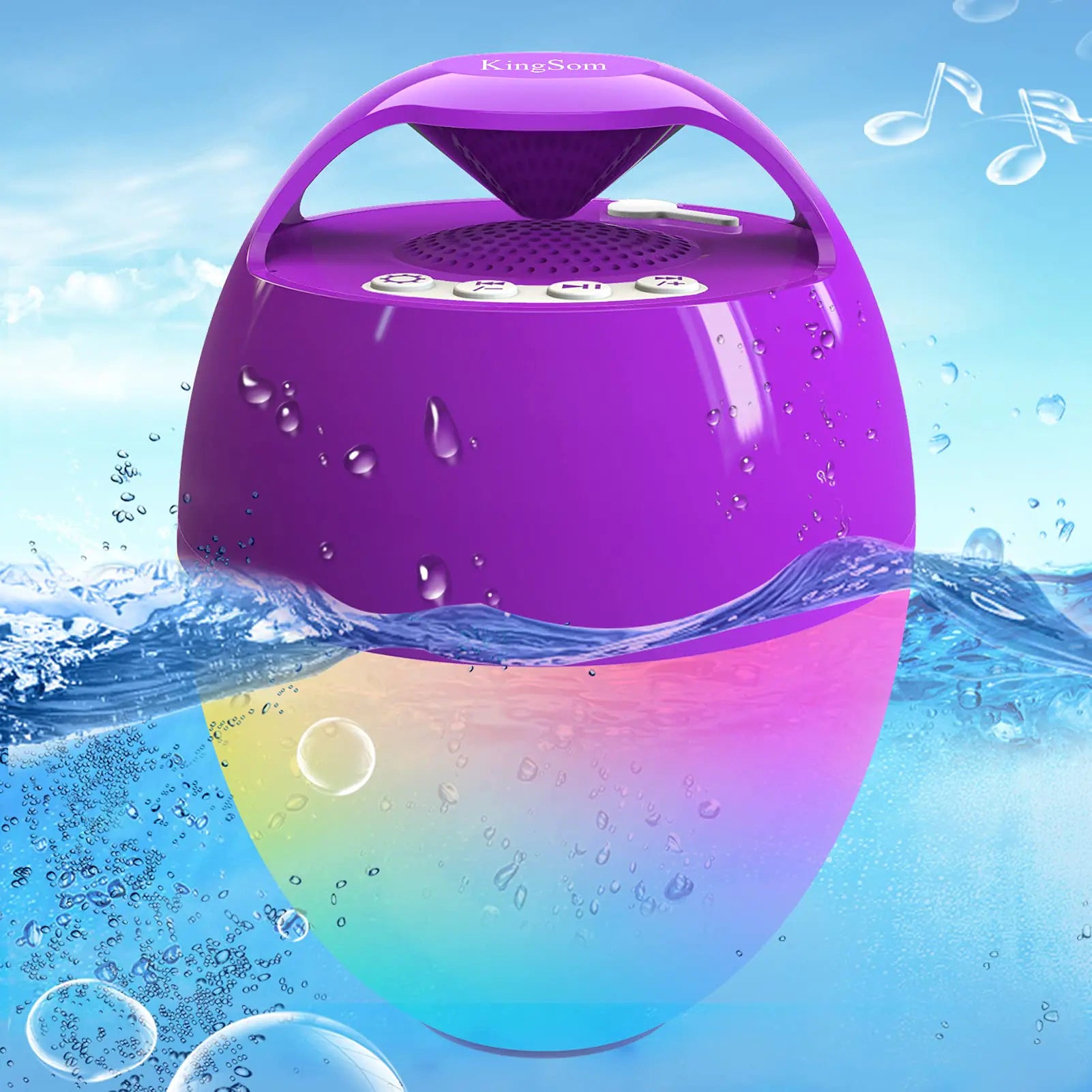 KingSom CT602 Bluetooth 5.0 Waterproof Pool Speaker with 8 Color Changing Modes
