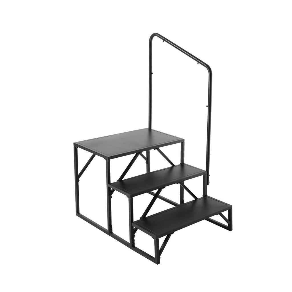 3-Step Thickened Carbon Steel, With Handrail, Non-Slip