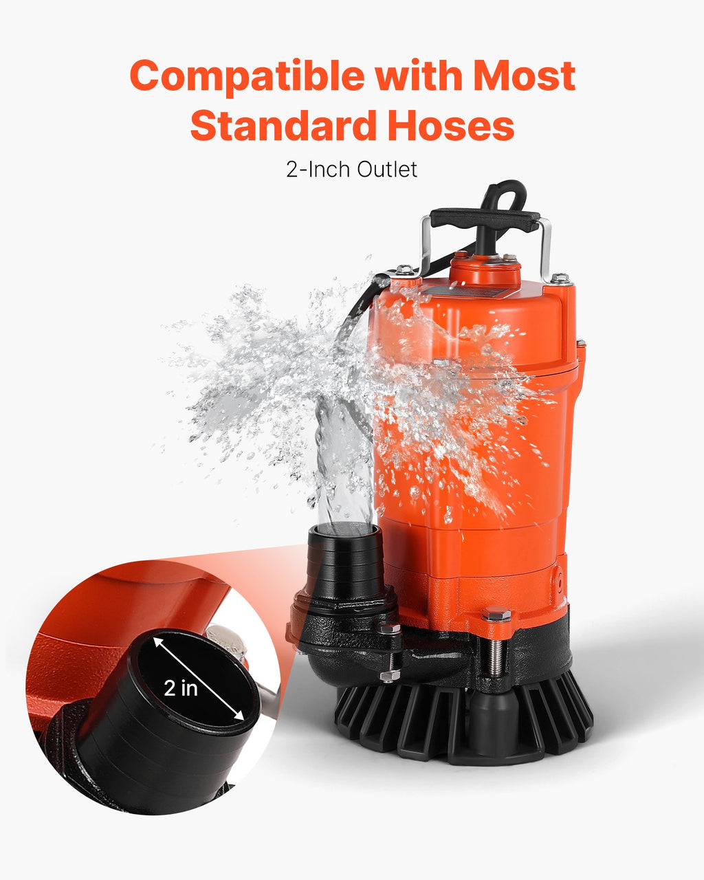 1/2 HP Submersible Pump, 2000 GPH, 120V Cast Iron Submersible Sump - Pool and Spa