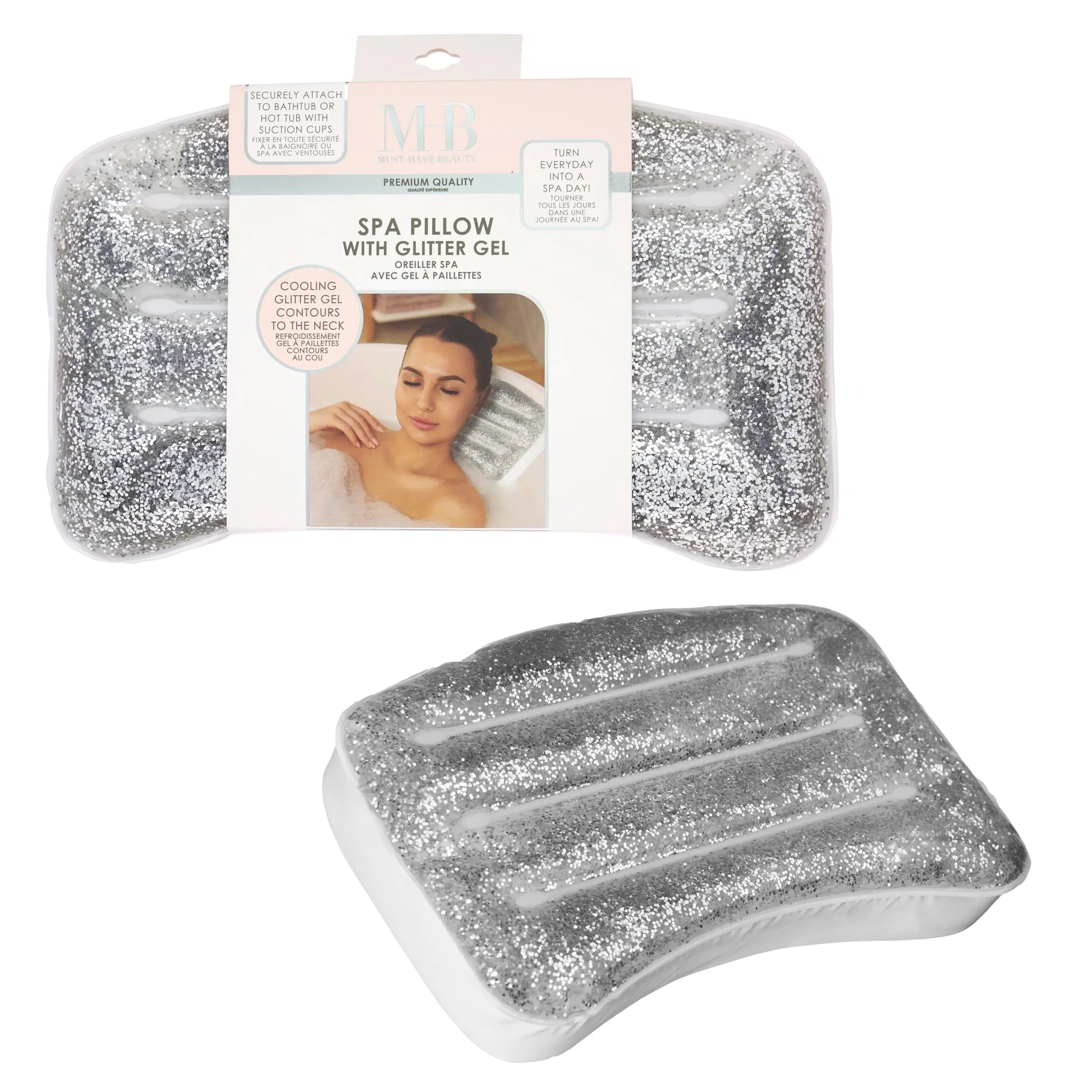 Expressions Spa Pillow with Glitter Gel - 1pc Cooling Spa Pillow for Bathtub and Hot Tub Relaxation | Luxury Bath Products & Spa Accessories for Women